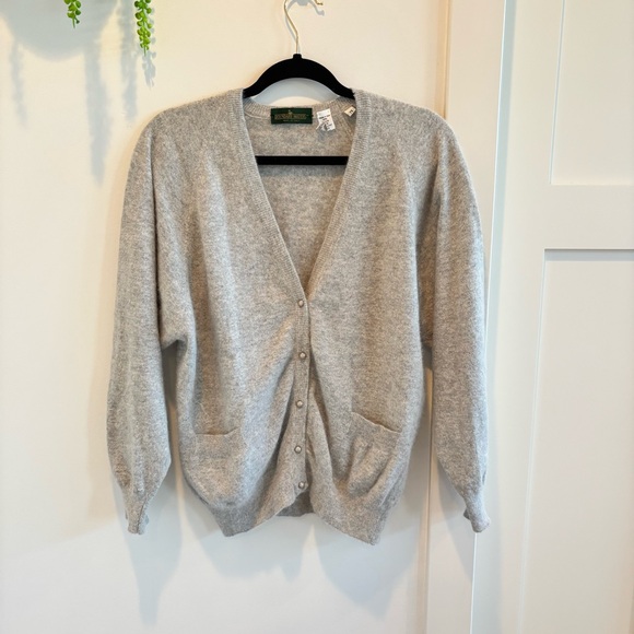 Boundary Water Vintage Made in Italy Angora Lambswool Blend Grey Cardigan M 28 - Picture 1 of 12